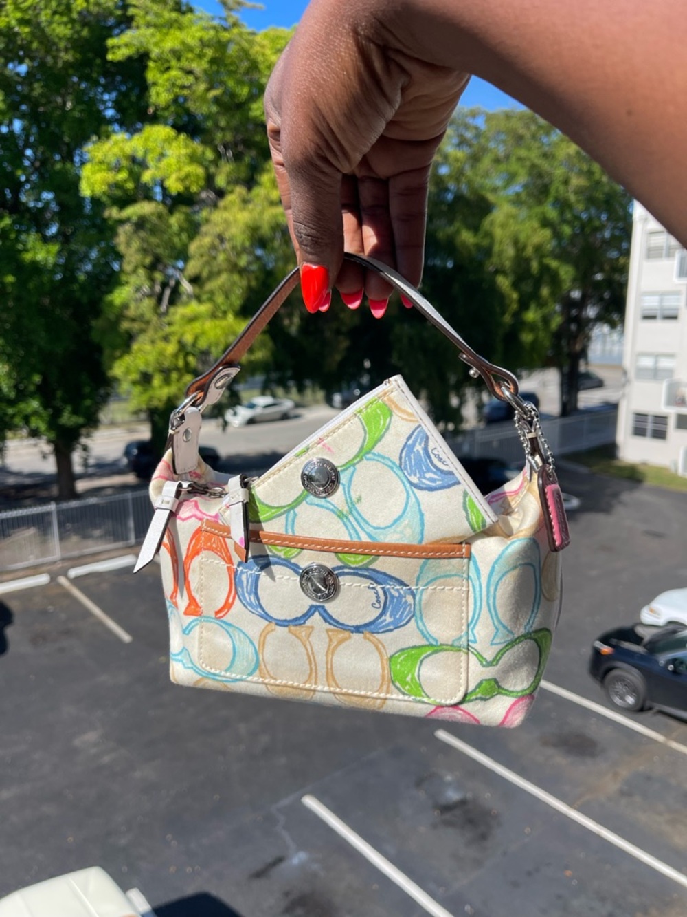 Coach Hampton scribbled mini hobo set